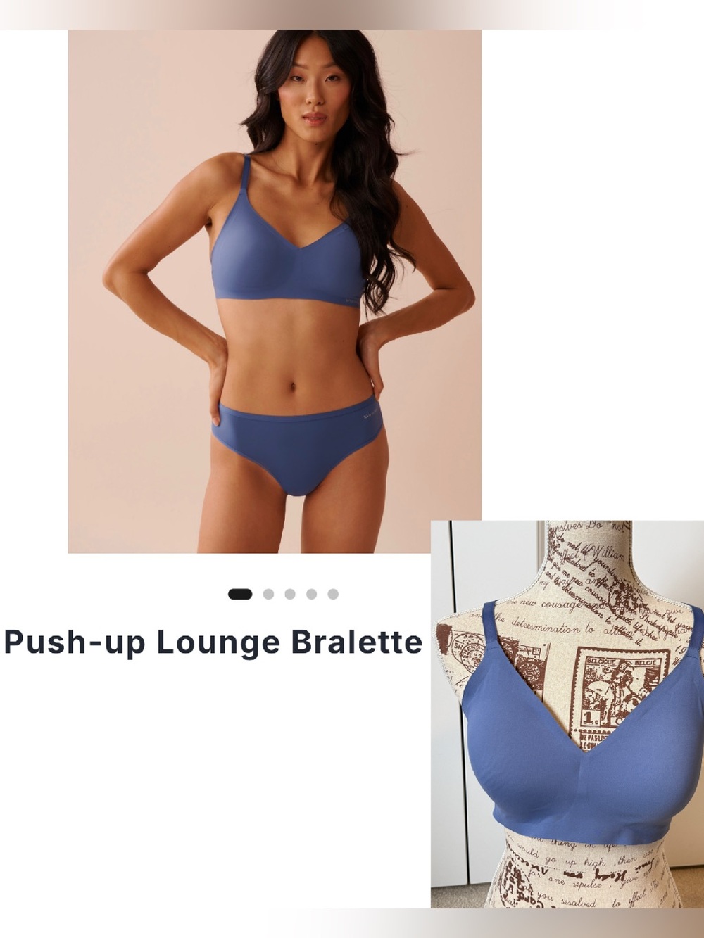 La Vie en Rose Push-up Wireless Lounge Bralette - grey blue (purple) - Size XL